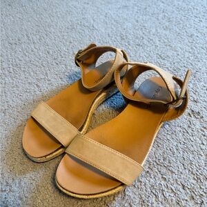 Cityclassified Tan Sandals Minimalist Design Slip-On